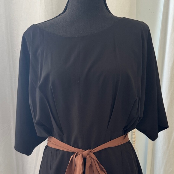 Ark & Co. Elegant Black Dress with Brown Belt - Picture 3 of 9